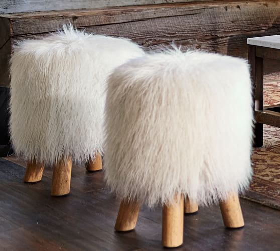 MONGOLIAN FAUX FUR STOOL
